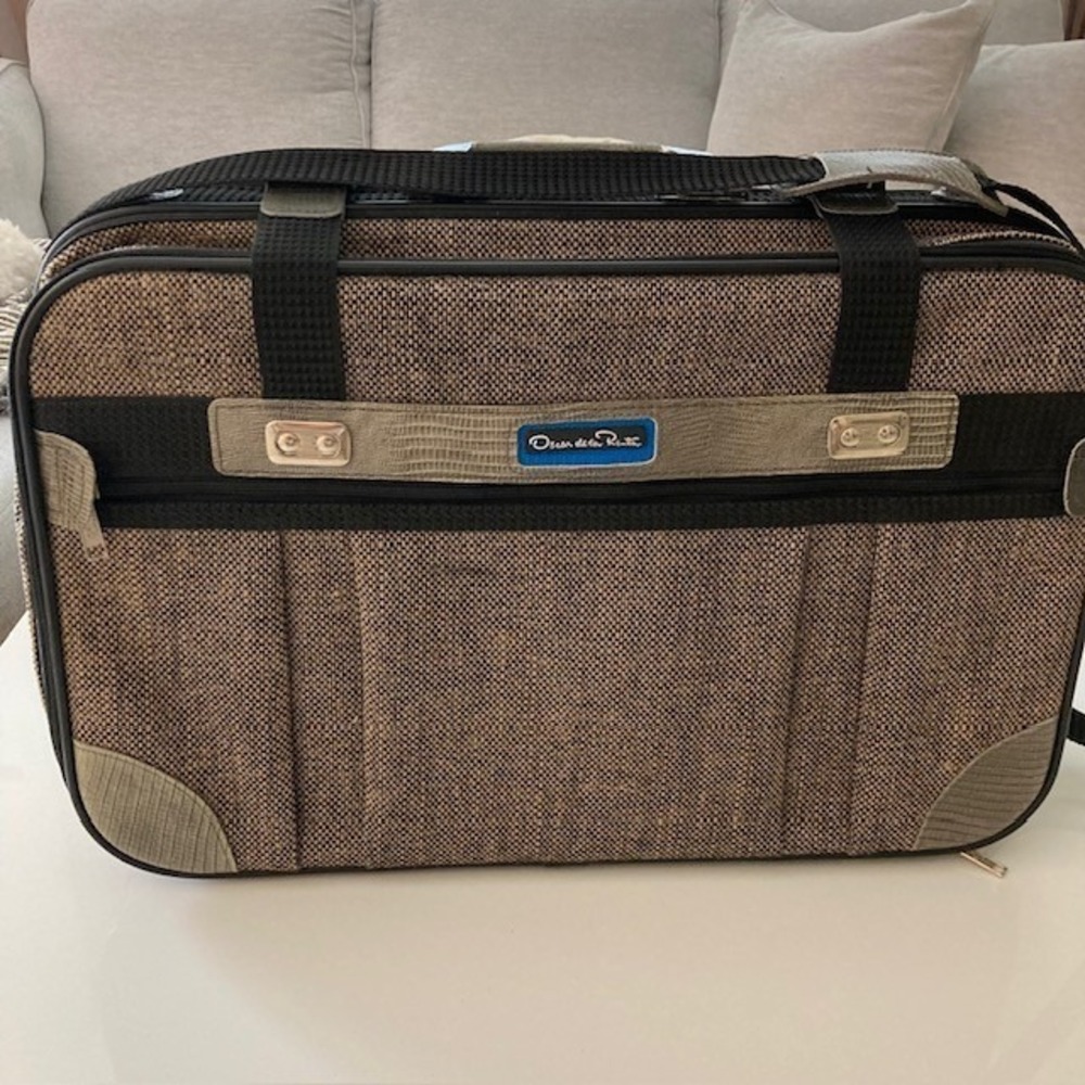 Vintage Oscar De La Renta Weekender / Carry on Tweed bag 21 x 13